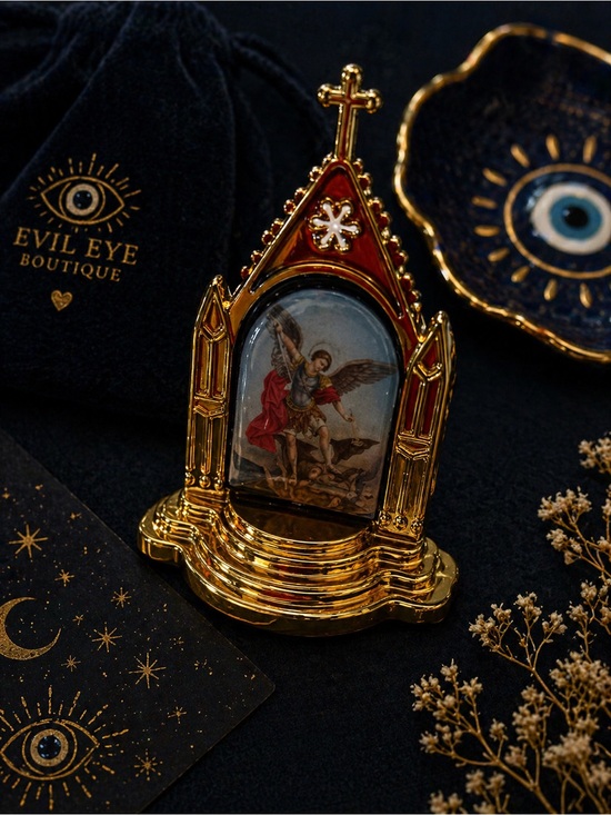 Other - Gold-tone Gothic Icon Shrine with Red Accents